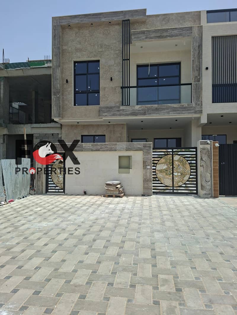 Luxury villa for sale in Al Yasmeen, Ajman, featuring 5 bedrooms, spacious majlis, elegant living hall, and premium finishing.