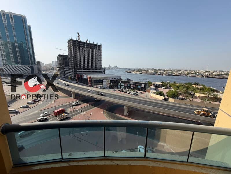 Spacious 3BR apartment in Creek Towers Al Rashidiya 1 with 4 bathrooms and two balconies, prime location near Ajman Corniche.