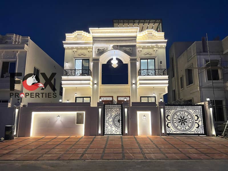 Luxury Classic Villa in Al Helio 2, Ajman | 5 Master Bedrooms, Majlis, 2 Living Halls, Rooftop Lounge & Waterfall. AED 2.05M incl. registration.